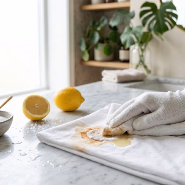 Méthode experte pour enlever tache de rouille sur un vêtement en coton blanc - Expertise NOBO.