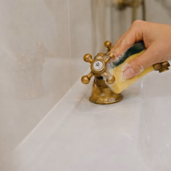 Nettoyage laiton sur une poignée de porte ancienne dans un intérieur de luxe.