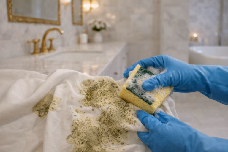 technique experte pour enlever moisissure tissu sur un textile de luxe.