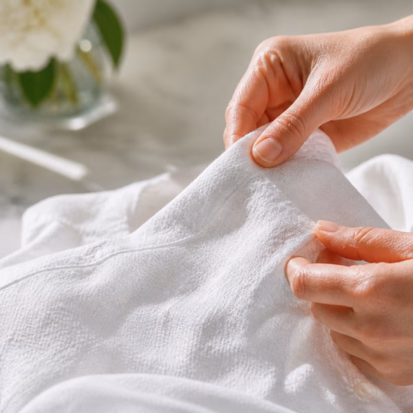 Nettoyage d'une tache de transpiration incrustée sur une chemise blanche haut de gamme - Expertise NOBO.